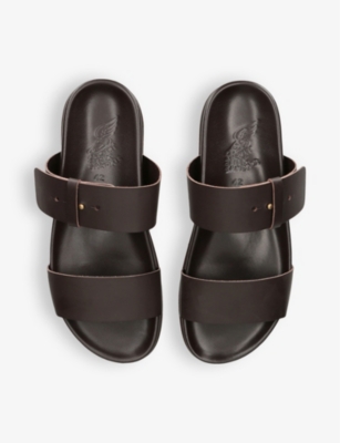 Shop Ancient Greek Sandals Mens Dark Brown Kimon Adjustable-strap Leather Sandals