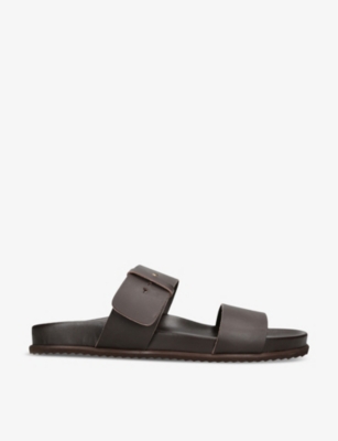 Shop Ancient Greek Sandals Mens Dark Brown Kimon Adjustable-strap Leather Sandals