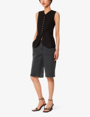 Whistles Womens Black Raya Patch-pocket Denim Shorts In Black