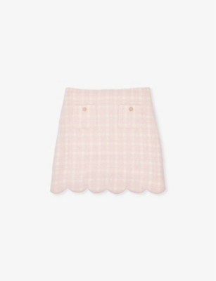SELF PORTRAIT: Check-pattern bouclé mini skirt