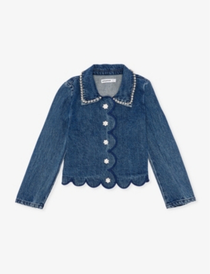 SELF-PORTRAIT: Rhinestone-embellished denim jacket