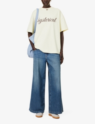 Sisters & Seekers Hysterical Oversized Cotton-jersey T-shirt In Pale Yellow