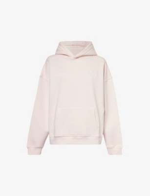 Oversized brand embroidered cotton blend hoody