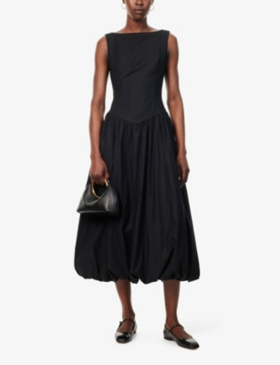 Shop Reformation Women's Black Elvira Sleeveless Stretch-organic Cotton Maxi Dress