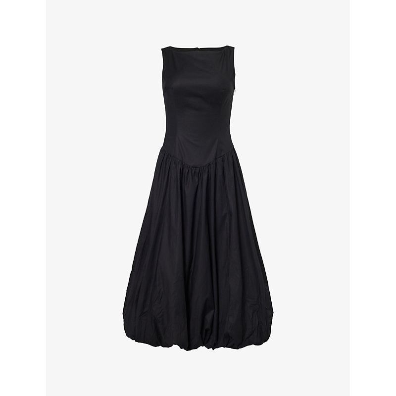Shop Reformation Women's Black Elvira Sleeveless Stretch-organic Cotton Maxi Dress