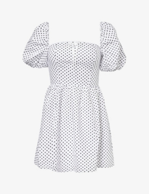 Shop Reformation Women's Eclipse Dot Malvina Square-neck Linen Mini Dress