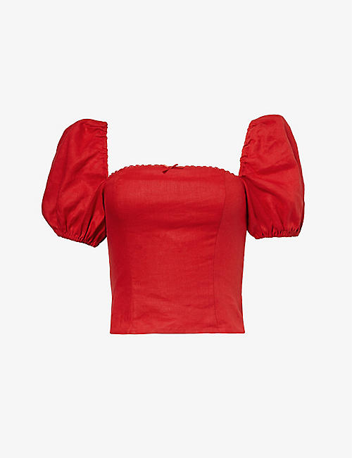 REFORMATION: Marella puff-sleeved linen top