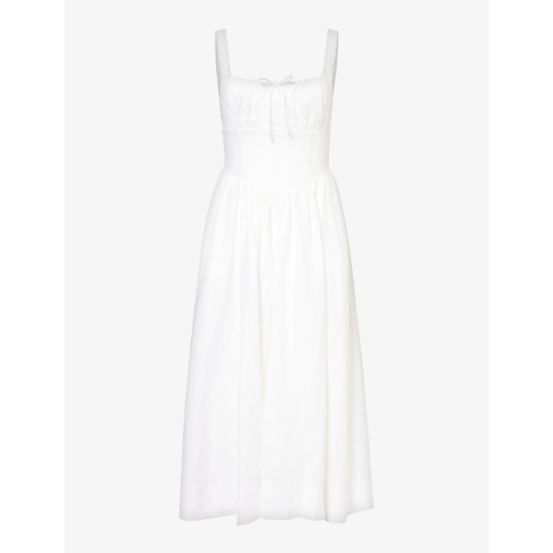 Reformation Womens White Balia Scoop-neck Linen Maxi Dress