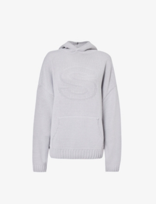 Shop Sisters & Seekers Women's Light Grey Seekers Brand-embroidered Knitted Hoody