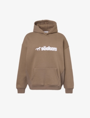 Shop Sisters & Seekers Women's Brown Branded Oversized Cotton-blend Hoody