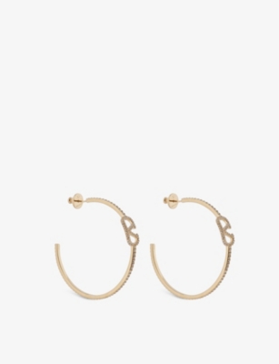 Shop Valentino Women's Crystal Silver Shade Logo-embellished Brass Earrings