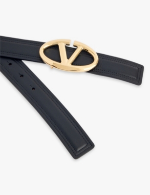 Shop Valentino Womens Vlogo Reversible Leather Belt Nero Naturale Tan