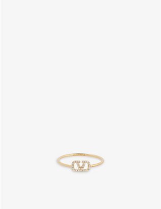 VALENTINO: Logo-embellished brass ring