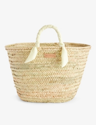 BOUTIQUE BONITA: Logo-patch palm basket bag