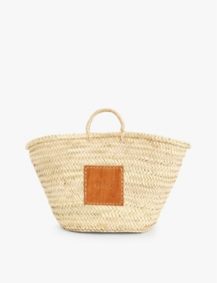 BOUTIQUE BONITA: Brand-patch palm-leaf tote bag