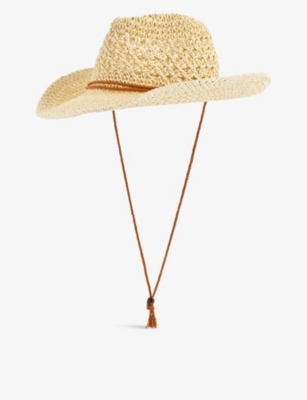 Boutique Bonita Womens Cream Logo-patch Paper Cowboy Hat In Gold