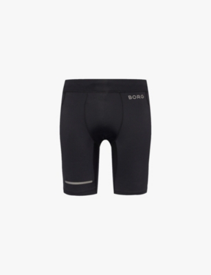 Bjorn Borg Mens Black Running Brand-print Stretch-recycled Polyester Shorts In Black