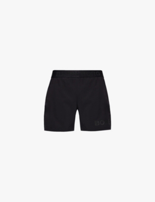 Bjorn Borg Mens Black Brand-print Elasticated-waist Stretch-recycled Polyester Shorts