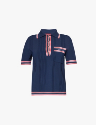 GUCCI: Brand-embroidered short-sleeved woven-blend polo shirt