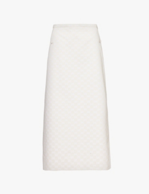 GUCCI: GG monogram-print woven-blend midi skirt