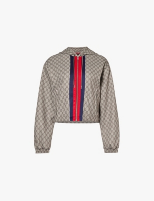 GUCCI: Monogram-print cropped woven-blend jacket