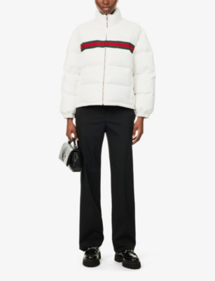 Gucci Womens Off White Mix Padded High-neck Relaxed-fit Shell-down Jacket In Off White Mix