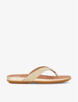 Shop Fitflop Women's Champagne Gracie Two-toned Woven Flip Flops