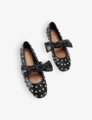 KG KURT GEIGER: Master Stud 2 stud-embellished flat leather ballet flats
