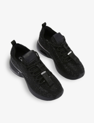 Shop Carvela Womens  Cosmic Bubble Jewel Rhinestone-embellished Low-top Trainers In Black