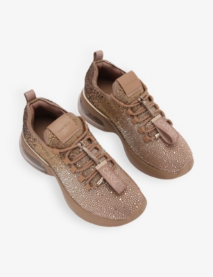 Carvela Womens Taupe Comb Cosmic Bubble Jewel Rhinestone-embellished Low-top Trainers In Taupe Comb