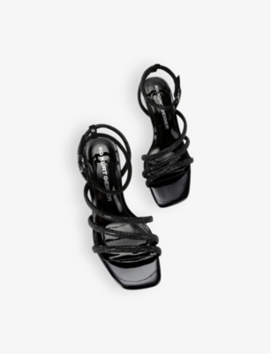 Kg Kurt Geiger Womens Savanna Low Crystal-embellished Heeled Woven Sandals Blac In Black