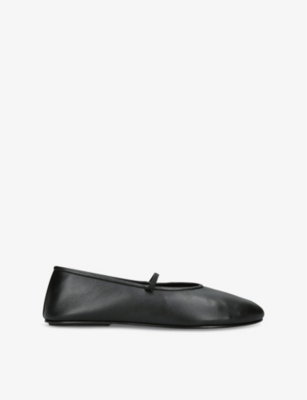 THE ROW WOMENS BLACK ELASTICATED ROUND-TOE LEATHER BALLET FLATS