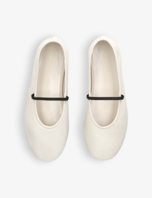The Row Nappa Leather Ballet Slippers In Bone