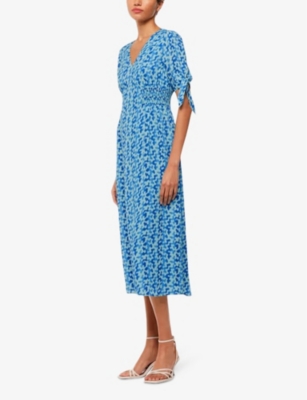 WHISTLES: Hazy V-neck graphic-print woven midi dress