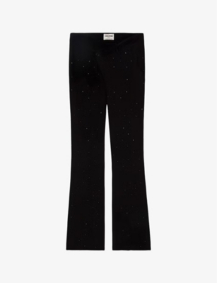ZADIG&VOLTAIRE: Poxy diamanté-embellished high-rise silk trousers