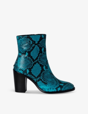 ZADIG&VOLTAIRE: Preiser snakeskin heeled leather ankle boots