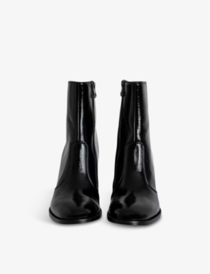 Zadig & Voltaire Preiser 85mm Leather Ankle Boots In Noir