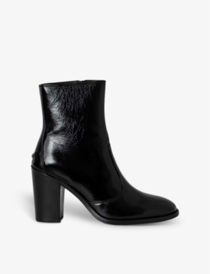 ZADIG&VOLTAIRE: Preiser wing-embellished heeled leather ankle boots