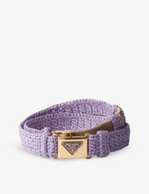 Shop Prada Womens Purple Brand-plaque Woven Belt