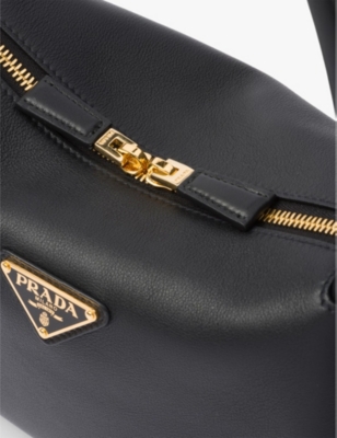 Prada Medium Leather Shoulder Bag In Black