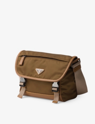 Prada Men's Re-nylon Messenger Bag In Brown