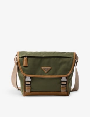 Prada Green Re-nylon And Leather Shoulder Bag