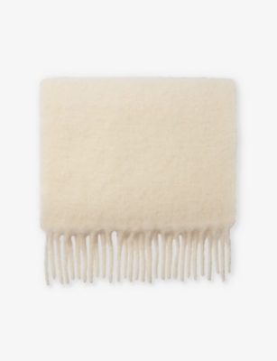 Maje Womens Brand-patch Tassel Alpaca-blend Scarf Blanc In Blanc