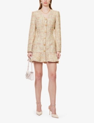 Shop Self-portrait Women'ssequinned V-neck Woven-blend Mini Dress In Multi