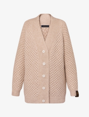 LOUIS VUITTON: Honeycomb-knit oversized-fit alpaca wool-blend cardigan