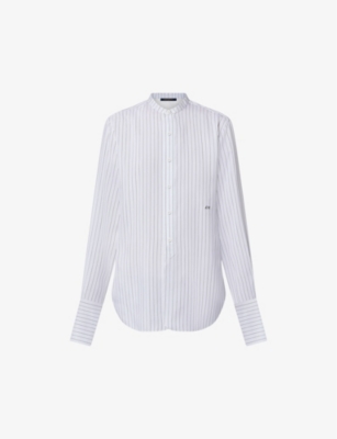 LOUIS VUITTON: Striped collarless relaxed-fit silk shirt