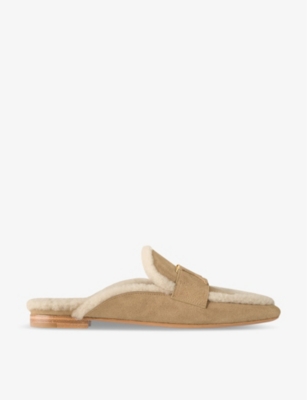 LOUIS VUITTON: Capri open-back suede and shearling loafers