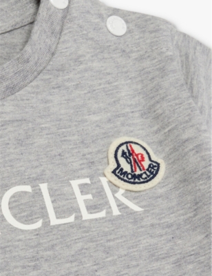 Shop Moncler Brand-print Regular-fit Stretch-cotton T-shirt 6 Months - 3 Years Grey