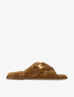 LOUIS VUITTON: Bliss brand-plaque shearling mules