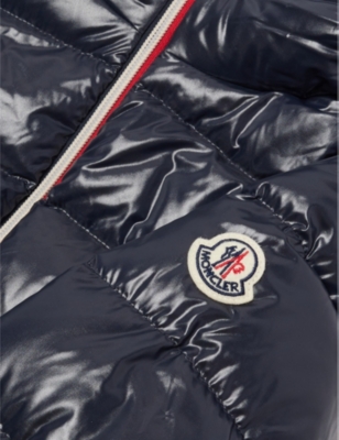 MONCLER: Aubert striped-trim hooded shell-down jacket 4-14 years